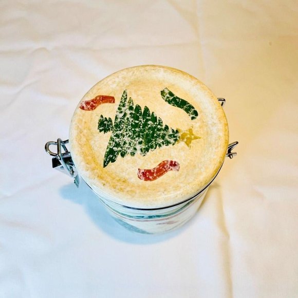 VTG Christmas Tree Canister Hinged Hausen Ware Locking Lid Ceramic Cookie Jar - Picture 4 of 6